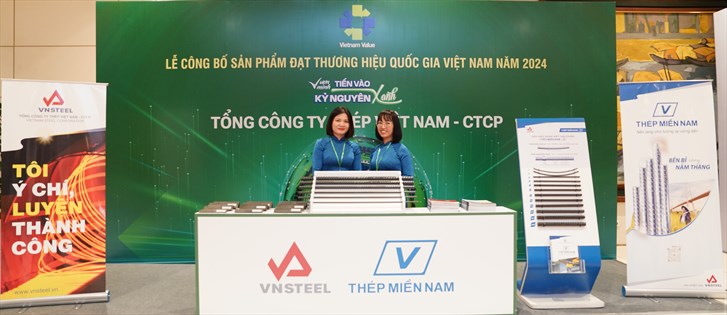 Sản phẩm Thép VNSTEEL và THÉP MIỀN NAM /V/ nổi bật tại triển lãm sản phẩm đạt Thương hiệu Quốc gia năm 2024